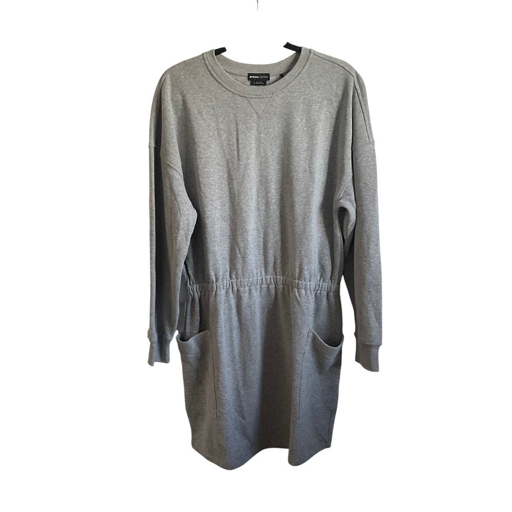 Prana Grey Cozy Up Pocket‎ Long Sleeve Fleece Lined Sweater Dress - Size Large